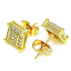 Oro Laminado Stud Earring, Gold Filled Style with White Cubic Zirconia, Polished, Golden Finish, 02.344.0050