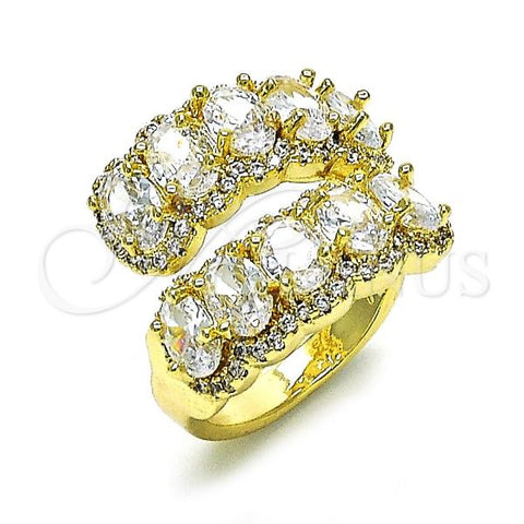 Oro Laminado Multi Stone Ring, Gold Filled Style Cluster Design, with White Cubic Zirconia and White Micro Pave, Polished, Golden Finish, 01.283.0039