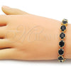 Oro Laminado Tennis Bracelet, Gold Filled Style with Black Cubic Zirconia, Polished, Golden Finish, 03.424.0004.2.07