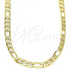 Oro Laminado Basic Necklace, Gold Filled Style Figaro Design, Polished, Golden Finish, 04.63.0118.22