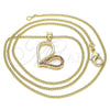 Oro Laminado Pendant Necklace, Gold Filled Style Heart Design, with Garnet Micro Pave, Polished, Golden Finish, 04.156.0319.2.20