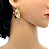 Oro Laminado Medium Hoop, Gold Filled Style Chunky Design, Diamond Cutting Finish, Golden Finish, 02.91.0052