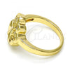 Oro Laminado Multi Stone Ring, Gold Filled Style Flower Design, with White Micro Pave, Polished, Golden Finish, 01.99.0083.09 (Size 9)