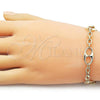 Oro Laminado Fancy Bracelet, Gold Filled Style Mariner and Rolo Design, Polished, Golden Finish, 03.213.0385.07