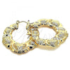 Oro Laminado Medium Hoop, Gold Filled Style Hugs and Kisses and Bamboo Design, Polished, Golden Finish, 02.60.0154.30