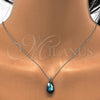 Sterling Silver Earring and Pendant Adult Set, Teardrop Design, with Bermuda Blue Swarovski Crystals, Polished, Rhodium Finish, 10.281.0023.1