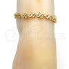 Oro Laminado Fancy Anklet, Gold Filled Style Heart Design, Polished, Golden Finish, 03.210.0061.10