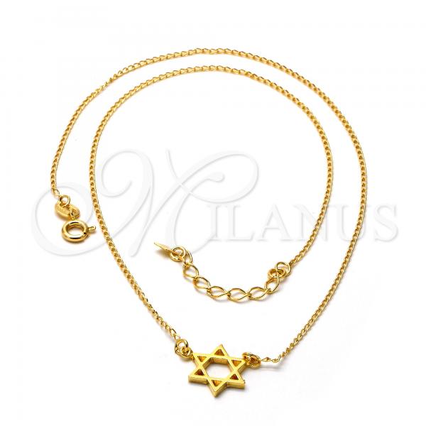 Oro Laminado Pendant Necklace, Gold Filled Style Star of David Design, Polished, Golden Finish, 04.09.0045.18