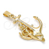 Oro Laminado Fancy Pendant, Gold Filled Style Anchor Design, Polished, Golden Finish, 5.187.029