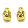 Oro Laminado Stud Earring, Gold Filled Style Ball and Hollow Design, Polished, Golden Finish, 02.428.0030