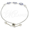 Sterling Silver Fancy Bracelet, with Sapphire Blue and White Cubic Zirconia, Polished, Rhodium Finish, 03.369.0006.10