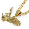 Oro Laminado Fancy Pendant, Gold Filled Style Eagle Design, Diamond Cutting Finish, Golden Finish, 5.180.002