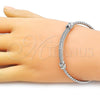 Rhodium Plated Individual Bangle, with White Cubic Zirconia, Polished, Rhodium Finish, 07.60.0015.1