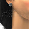Rhodium Plated Stud Earring, Flower Design, with White Cubic Zirconia, Polished, Rhodium Finish, 02.106.0017.1