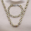 Stainless Steel Necklace and Bracelet, Polished, Two Tone, 06.116.0025.1