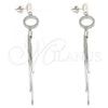 Sterling Silver Long Earring, with White Cubic Zirconia, Polished, Rhodium Finish, 02.186.0197