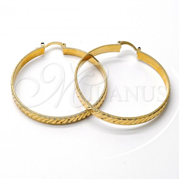 Oro Laminado Medium Hoop, Gold Filled Style Diamond Cutting Finish, Golden Finish, 5.152.013