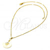 Oro Laminado Pendant Necklace, Gold Filled Style with Ivory Mother of Pearl, Golden Finish, 04.09.0025.18