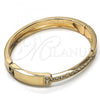 Oro Laminado Individual Bangle, Gold Filled Style with White Crystal, Polished, Golden Finish, 07.307.0007.05 (09 MM Thickness, Size 5 - 2.50 Diameter)