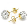 Oro Laminado Stud Earring, Gold Filled Style with White Crystal, Polished, Golden Finish, 02.63.2707.5