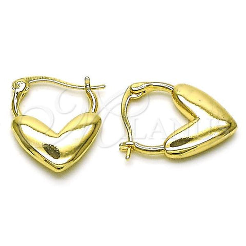 Oro Laminado Medium Hoop, Gold Filled Style Heart Design, Polished, Golden Finish, 02.195.0285.16