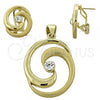 Oro Laminado Earring and Pendant Adult Set, Gold Filled Style with  Crystal, Golden Finish, 5.040.005