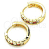 Oro Laminado Small Hoop, Gold Filled Style with Garnet and White Cubic Zirconia, Polished, Golden Finish, 02.210.0057.3.15