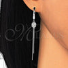 Sterling Silver Long Earring, with White Micro Pave, Polished, Rhodium Finish, 02.186.0161.1