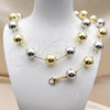 Oro Laminado Necklace and Bracelet, Gold Filled Style Ball and Hollow Design, Polished, Two Tone, 06.341.0013.1