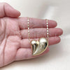 Oro Laminado Fancy Necklace, Gold Filled Style Heart and Guadalupe Design, Polished, Golden Finish, 04.253.0022.18