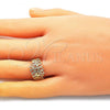 Oro Laminado Multi Stone Ring, Gold Filled Style Leaf Design, Polished, Golden Finish, 01.213.0012