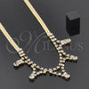 Oro Laminado Fancy Necklace, Gold Filled Style with White Cubic Zirconia, Polished, Golden Finish, 5.011.004