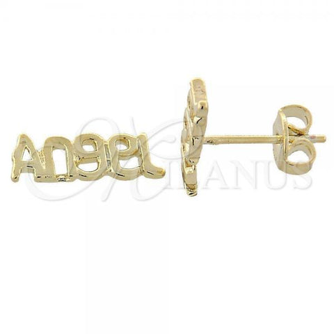 Oro Laminado Stud Earring, Gold Filled Style Angel Design, Polished, Golden Finish, 02.94.0051 *PROMO*