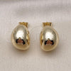 Oro Laminado Stud Earring, Gold Filled Style Ball and Hollow Design, Polished, Golden Finish, 02.428.0030