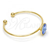 Oro Laminado Individual Bangle, Gold Filled Style with Bermuda Blue Swarovski Crystals, Polished, Golden Finish, 07.239.0012.3 (02 MM Thickness, One size fits all)