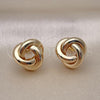Oro Laminado Stud Earring, Gold Filled Style Love Knot Design, Polished, Golden Finish, 02.196.0131