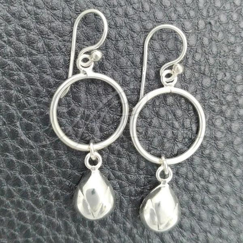 Sterling Silver Long Earring, Teardrop Design, Polished, Silver Finish, 02.399.0003
