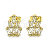 Oro Laminado Stud Earring, Gold Filled Style with White Cubic Zirconia, Polished, Golden Finish, 02.283.0051
