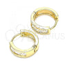 Oro Laminado Huggie Hoop, Gold Filled Style with White Cubic Zirconia, Polished, Golden Finish, 02.210.0638.12