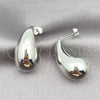 Oro Laminado Stud Earring, Gold Filled Style Teardrop Design, Polished, Rhodium Finish, 02.163.0241.1