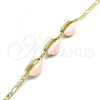 Oro Laminado Fancy Bracelet, Gold Filled Style Shell Design, Pink Enamel Finish, Golden Finish, 03.63.2092.1.08