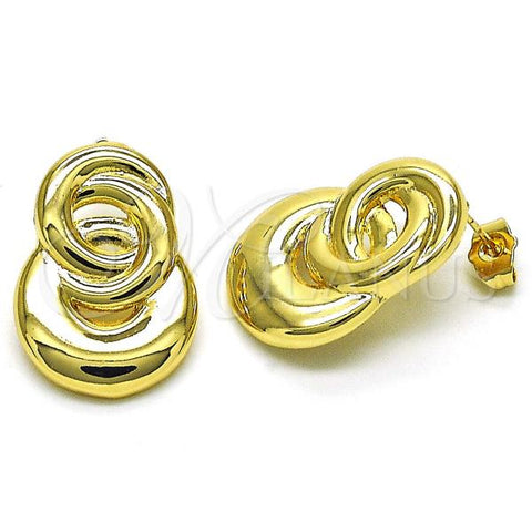 Oro Laminado Stud Earring, Gold Filled Style Infinite Design, Polished, Golden Finish, 02.163.0285