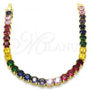 Oro Laminado Tennis Bracelet, Gold Filled Style with Multicolor Cubic Zirconia, Polished, Golden Finish, 03.221.0056.6.08