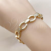 Oro Laminado Tennis Bracelet, Gold Filled Style Paperclip Design, with White Cubic Zirconia, Polished, Golden Finish, 03.283.0456.07