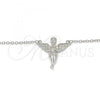 Sterling Silver Pendant Necklace, Angel Design, with White Micro Pave, Polished, Rhodium Finish, 04.336.0012.16