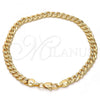 Gold Tone Basic Bracelet, Pave Cuban Design, Polished, Golden Finish, 04.242.0037.09GT