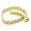 Oro Laminado Solid Bracelet, Gold Filled Style Polished, Tricolor, 03.102.0045.08