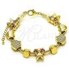 Oro Laminado Fancy Bracelet, Gold Filled Style Little Girl and Crown Design, Polished, Golden Finish, 03.63.2268.07