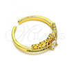 Oro Laminado Multi Stone Ring, Gold Filled Style Crown Design, with White Micro Pave, Polished, Golden Finish, 01.310.0032