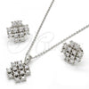 Sterling Silver Earring and Pendant Adult Set, with White Cubic Zirconia, Polished, Rhodium Finish, 10.175.0021